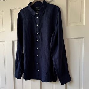 J. Crew Navy Blue Linen Shirt